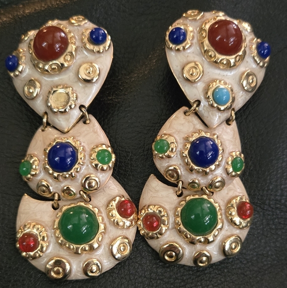 New York & Co. Elegant Multicolor Statement Clip On Earrings - Picture 2 of 6